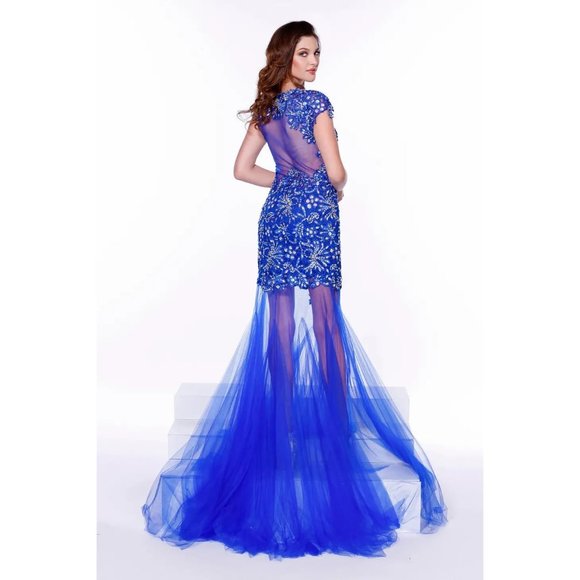 NWT Nox Anabel 3127 lace&tulle Embellished Bodycon Evening Prom Party Gown, XS - Picture 3 of 7